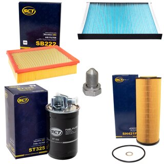Filter Set Inspektion Kraftstofffilter ST 325 + lfilter SH 421 P + lablassschraube 48871 + Luftfilter SB 222 + Innenraumfilter SA 1106