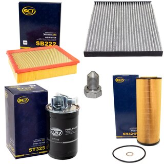Filter Set Inspektion Kraftstofffilter ST 325 + lfilter SH 421 P + lablassschraube 48871 + Luftfilter SB 222 + Innenraumfilter SAK 106