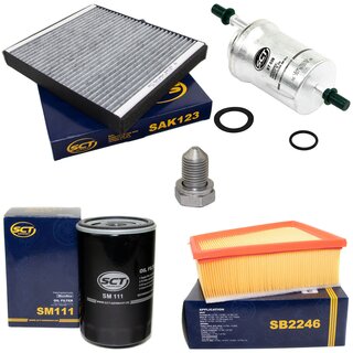 Filter set inspection fuelfilter ST 326 + oil filter SM 111 + Oildrainplug 48871 + air filter SB 2246 + cabin air filter SAK 123