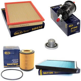 Filter Set Inspektion Kraftstofffilter ST 342 + lfilter SH 4784 P + lablassschraube 04572 + Luftfilter SB 632 + Innenraumfilter SA 1126