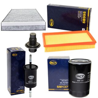 Filter set inspection fuelfilter ST 383 + oil filter SM 137 + Oildrainplug 21096 + air filter SB 995 + cabin air filter SAK 113