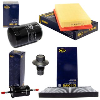 Filter set inspection fuelfilter ST 383 + oil filter SM 137 + Oildrainplug 21096 + air filter SB 995 + cabin air filter SAK 113