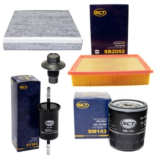 Filter set inspection fuelfilter ST 383 + oil filter SM 143 + Oildrainplug 21096 + air filter SB 2052 + cabin air filter SAK 164