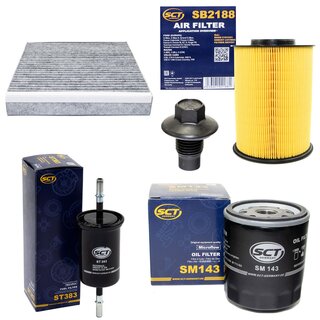 Filter set inspection fuelfilter ST 383 + oil filter SM 143 + Oildrainplug 21096 + air filter SB 2188 + cabin air filter SAK 164
