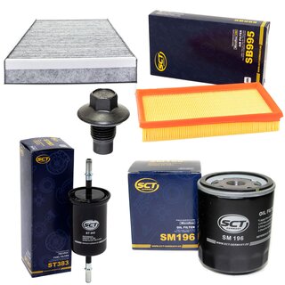 Filter set inspection fuelfilter ST 383 + oil filter SM 196 + Oildrainplug 21096 + air filter SB 995 + cabin air filter SAK 113