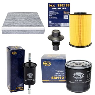 Filter set inspection fuelfilter ST 383 + oil filter SM 110 + Oildrainplug 21096 + air filter SB 2188 + cabin air filter SAK 164