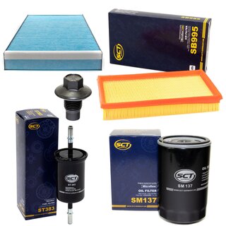 Filter set inspection fuelfilter ST 383 + oil filter SM 137 + Oildrainplug 21096 + air filter SB 995 + cabin air filter SA 1113