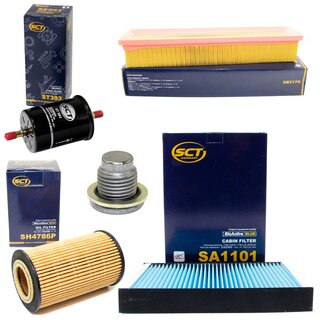 Filter set inspection fuelfilter ST 393 + oil filter SH 4786 P + Oildrainplug 101250 + air filter SB 2179 + cabin air filter SA 1101