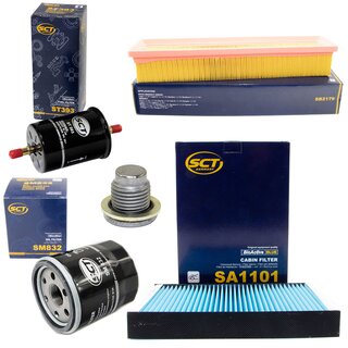 Filter set inspection fuelfilter ST 393 + oil filter SM 832 + Oildrainplug 101250 + air filter SB 2179 + cabin air filter SA 1101