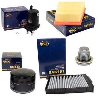 Filter set inspection fuelfilter ST 499 + oil filter SM 142 + Oildrainplug 101250 + air filter SB 2194 + cabin air filter SAK 191