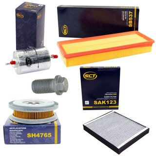 Filter Set Inspektion Kraftstofffilter ST 711 + lfilter SH 4765 + lablassschraube 08277 + Luftfilter SB 537 + Innenraumfilter SAK 123