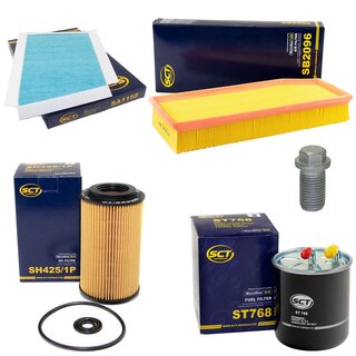 Filter set inspection fuelfilter ST 768 + oil filter SH 425/1 P + Oildrainplug 08277 + air filter SB 2096 + cabin air filter SA 1158