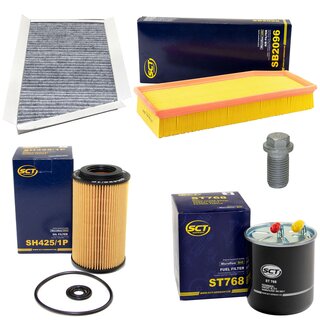 Filter set inspection fuelfilter ST 768 + oil filter SH 425/1 P + Oildrainplug 08277 + air filter SB 2096 + cabin air filter SAK 158