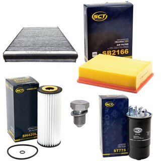 Filter Set Inspektion Kraftstofffilter ST 775 + lfilter SH 420 L + lablassschraube 48871 + Luftfilter SB 2166 + Innenraumfilter SAK 135