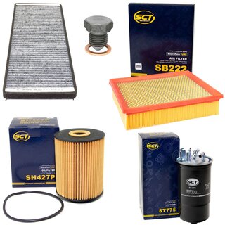 Filter set inspection fuelfilter ST 775 + oil filter SH 427 P + Oildrainplug 12281 + air filter SB 222 + cabin air filter SAK 119
