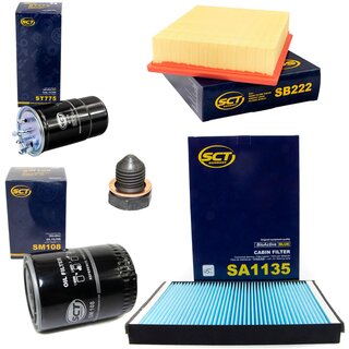 Filter Set Inspektion Kraftstofffilter ST 775 + lfilter SM 108 + lablassschraube 12281 + Luftfilter SB 222 + Innenraumfilter SA 1135