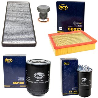 Filter set inspection fuelfilter ST 775 + oil filter SM 108 + Oildrainplug 12281 + air filter SB 222 + cabin air filter SAK 119