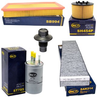 Filter set inspection fuelfilter ST 785 + oil filter SH 454 P + Oildrainplug 21096 + air filter SB 994 + cabin air filter SAK 214