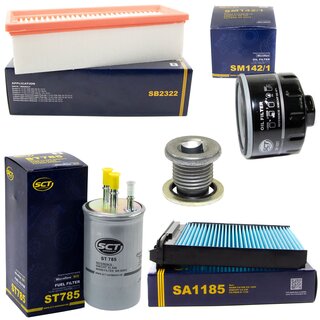 Filter set inspection fuelfilter ST 785 + oil filter SM 142/1 + Oildrainplug 101250 + air filter SB 2322 + cabin air filter SA 1185