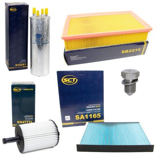 Filter set inspection fuelfilter ST 6081 + oil filter SH 4771 L + Oildrainplug 48871 + air filter SB 2215 + cabin air filter SA 1165