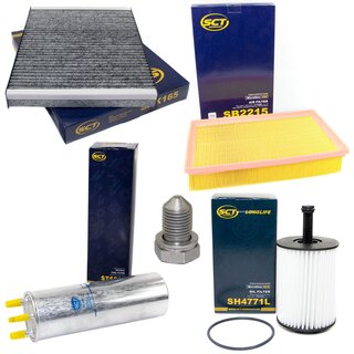 Filter set inspection fuelfilter ST 6081 + oil filter SH 4771 L + Oildrainplug 48871 + air filter SB 2215 + cabin air filter SAK 165