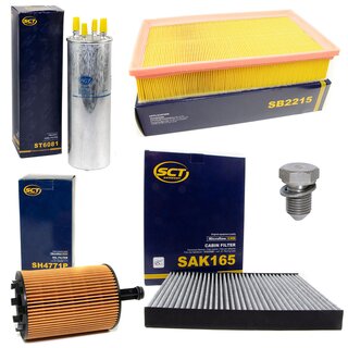 Filter set inspection fuelfilter ST 6081 + oil filter SH 4049 P + Oildrainplug 48871 + air filter SB 2095 + cabin air filter SA 1165