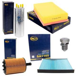 Filter set inspection fuelfilter ST 6081 + oil filter SH 4771 P + Oildrainplug 48871 + air filter SB 2095 + cabin air filter SA 1165