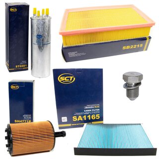 Filter set inspection fuelfilter ST 6081 + oil filter SH 4771 P + Oildrainplug 48871 + air filter SB 2215 + cabin air filter SA 1165