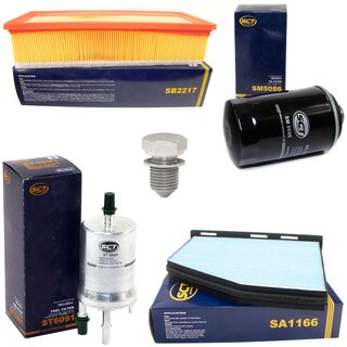 Filter set inspection fuelfilter ST 6091 + oil filter SM 5086 + Oildrainplug 15374 + air filter SB 2217 + cabin air filter SA 1166