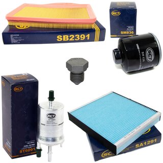 Filter set inspection fuelfilter ST 6091 + oil filter SM 836 + Oildrainplug 03272 + air filter SB 2391 + cabin air filter SA 1291
