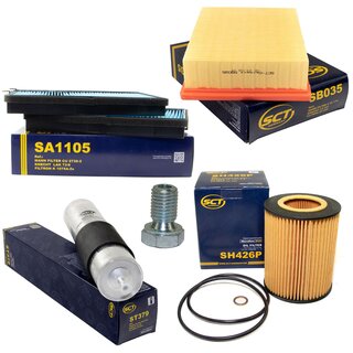 Filter set inspection fuelfilter ST 379 + oil filter SH 426 P + Oildrainplug 48893 + air filter SB 035 + cabin air filter SA 1105