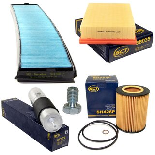 Filter set inspection fuelfilter ST 379 + oil filter SH 426 P + Oildrainplug 48893 + air filter SB 035 + cabin air filter SA 1148