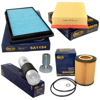 Filter set inspection fuelfilter ST 379 + oil filter SH 426 P + Oildrainplug 48893 + air filter SB 035 + cabin air filter SA 1154
