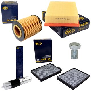 Filter set inspection fuelfilter ST 379 + oil filter SH 426 P + Oildrainplug 48893 + air filter SB 035 + cabin air filter SAK 105