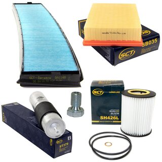 Filter set inspection fuelfilter ST 379 + oil filter SH 426 L + Oildrainplug 48893 + air filter SB 035 + cabin air filter SA 1148