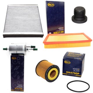 Filter set inspection fuelfilter ST 6108 + oil filter SH 4790 P + Oildrainplug 48874 + air filter SB 2139 + cabin air filter SAK 123