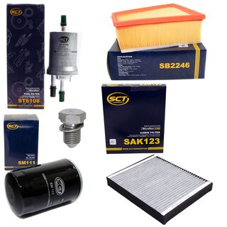 Filter set inspection fuelfilter ST 6108 + oil filter SM 111 + Oildrainplug 48871 + air filter SB 2246 + cabin air filter SAK 123