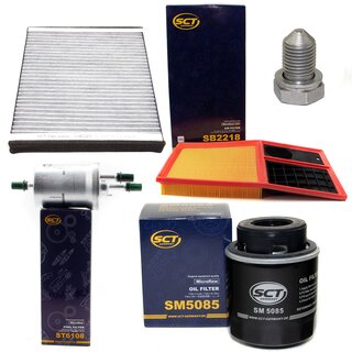 Filter set inspection fuelfilter ST 6108 + oil filter SM 5085 + Oildrainplug 48871 + air filter SB 2218 + cabin air filter SAK 123