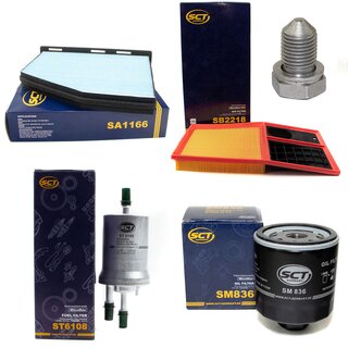 Filter set inspection fuelfilter ST 6108 + oil filter SM 836 + Oildrainplug 48871 + air filter SB 2218 + cabin air filter SA 1166