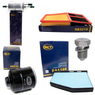 Filter set inspection fuelfilter ST 6108 + oil filter SM 836 + Oildrainplug 48871 + air filter SB 2218 + cabin air filter SA 1166