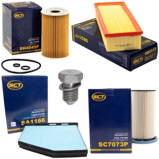 Filter set inspection fuelfilter SC 7073 P + oil filter SH 4049 P + Oildrainplug 48871 + air filter SB 2117 + cabin air filter SA 1166