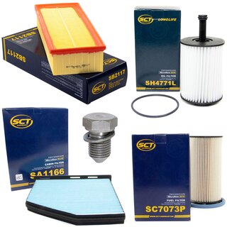 Filter set inspection fuelfilter SC 7073 P + oil filter SH 4771 L + Oildrainplug 48871 + air filter SB 2117 + cabin air filter SA 1166