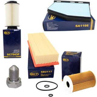 Filter Set Inspektion Kraftstofffilter SC 7043 P + lfilter SH 4049 P + lablassschraube 48871 + Luftfilter SB 2117 + Innenraumfilter SA 1166