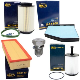 Filter Set Inspektion Kraftstofffilter SC 7043 P + lfilter SH 4771 P + lablassschraube 48871 + Luftfilter SB 2117 + Innenraumfilter SA 1166