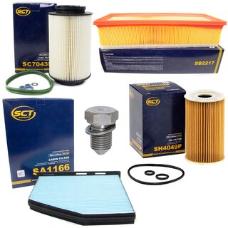 Filter set inspection fuelfilter SC 7043 P + oil filter SH 4049 P + Oildrainplug 48871 + air filter SB 2217 + cabin air filter SA 1166