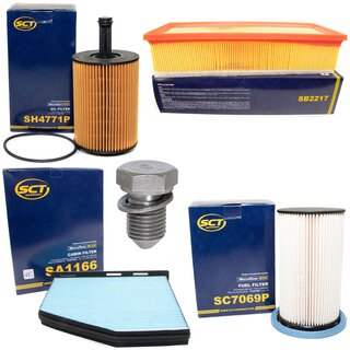 Filter set inspection fuelfilter SC 7069 P + oil filter SH 4771 P + Oildrainplug 48871 + air filter SB 2217 + cabin air filter SA 1166