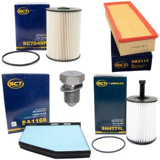 Filter Set Inspektion Kraftstofffilter SC 7049 P + lfilter SH 4771 L + lablassschraube 48871 + Luftfilter SB 2117 + Innenraumfilter SA 1166