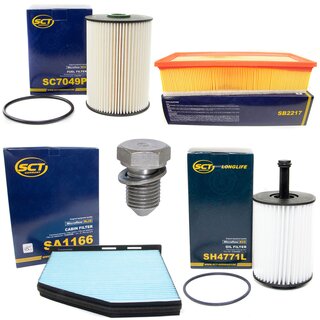Filter set inspection fuelfilter SC 7049 P + oil filter SH 4771 L + Oildrainplug 48871 + air filter SB 2217 + cabin air filter SA 1166
