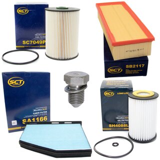Filter Set Inspektion Kraftstofffilter SC 7049 P + lfilter SH 4088 L + lablassschraube 48871 + Luftfilter SB 2117 + Innenraumfilter SA 1166