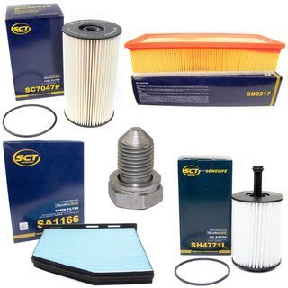 Filter set inspection fuelfilter SC 7047 P + oil filter SH 4771 L + Oildrainplug 48871 + air filter SB 2217 + cabin air filter SA 1166